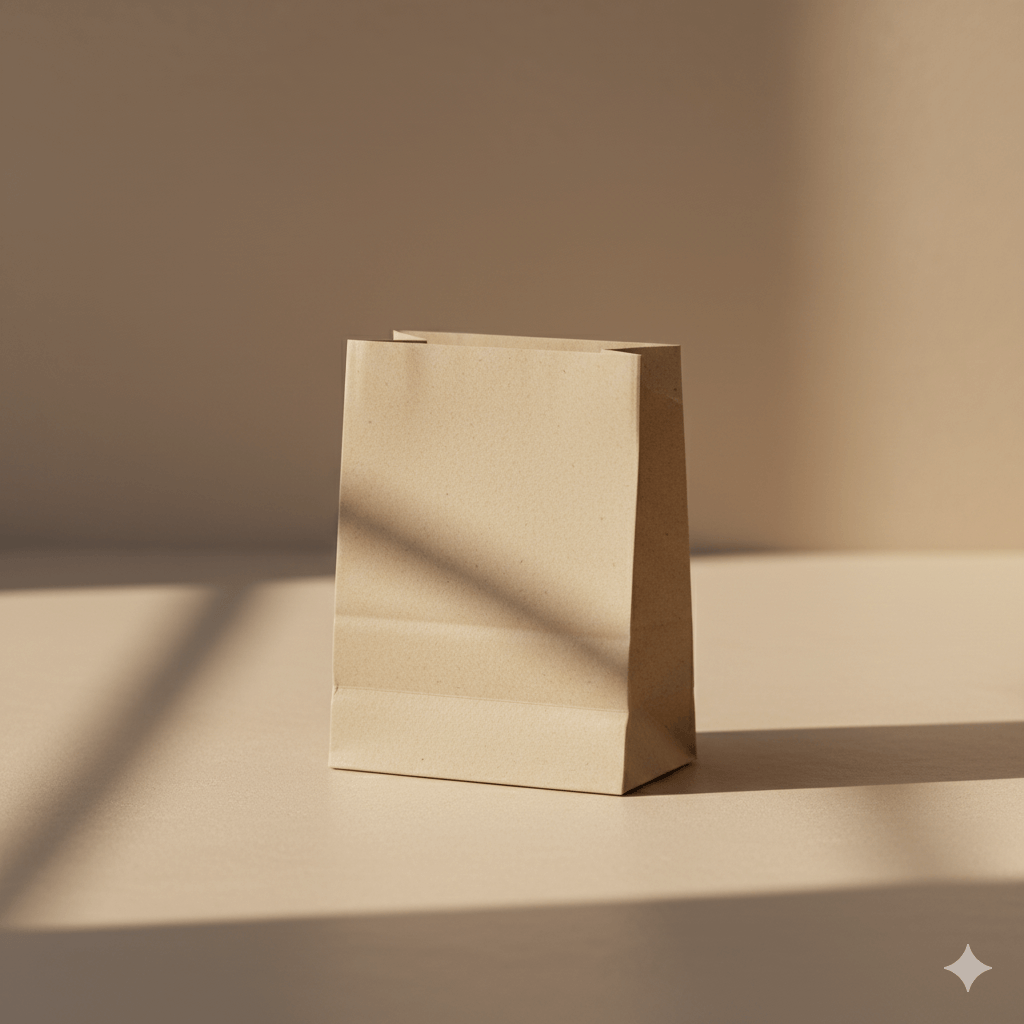 Petit sac kraft recyclé beige.